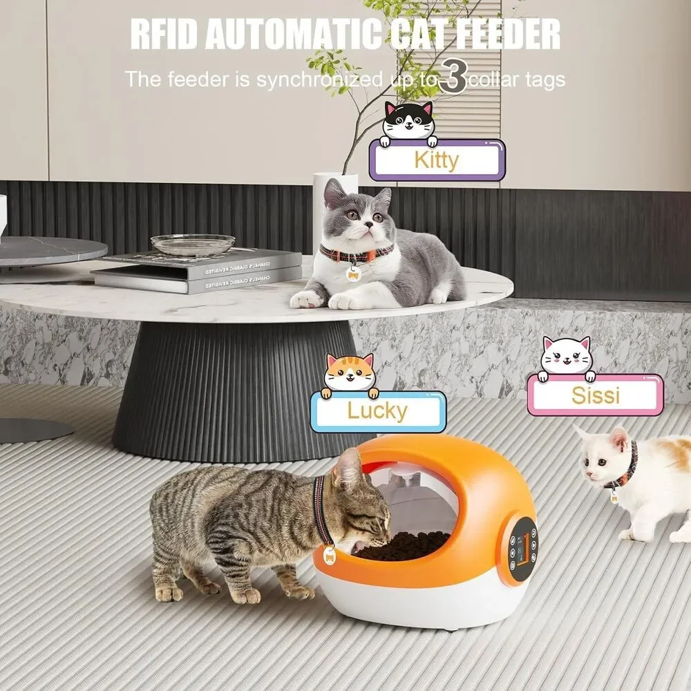 Automatic RFID Cat Feeder with Collar Sensor, Timed Auto Pet Feeder Wet & Dry Fd
